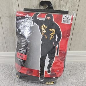 Black Dragon Ninja Adult Costume Black Gold Halloween Sai Accessories Included